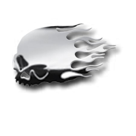 Chrome Flaming Skull Horn Cover