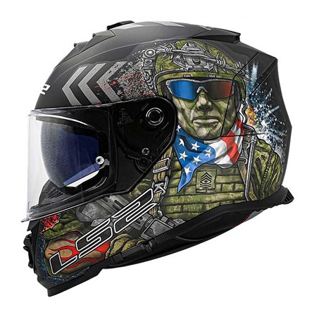 LS2 MC-Helhjelm FF800 Storm Commander Svart/Blå/Rød