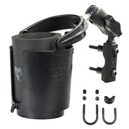 RAM Level Cup Drink Holder w/Short Arm & Brake/Clutch Base
