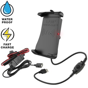 Quick-Grip Waterproof Wireless Charging Holder with Charger