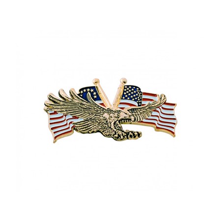 Gold Flying Eagle w/USA Flag 3"x1 3/4"