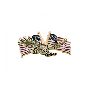 Gold Flying Eagle w/USA Flag 3"x1 3/4"