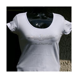 Gold Wing Ladies T-Shirt, White m/Sølv på brystet, S